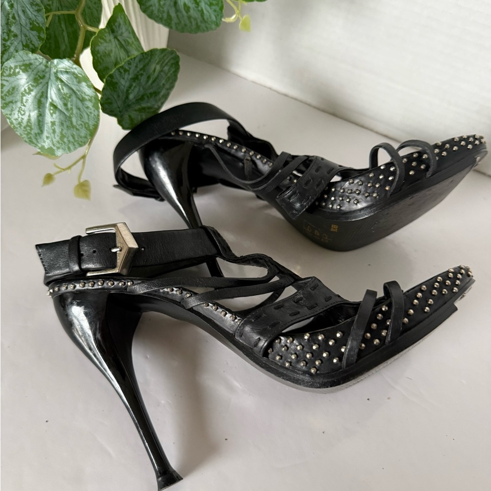 BCBG Generation  Black Studded Strappy Stiletto Sandals